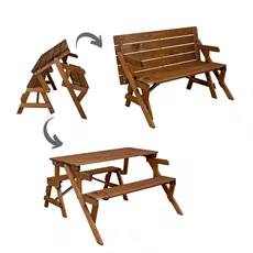 Kids' Transformers Bench, Bimbo, Transilvan, Picnic Table, Solid Wood, 98x44 cm, Brown