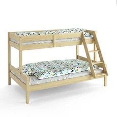 Bunk Bed Sandra, Transilvan, Solid Wood, 3 People, 80/120x200 cm, Natural Wood