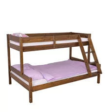 Bunk Bed Sandra, Transilvan, Solid Wood, 3 People, 80/120x200 cm, Walnut