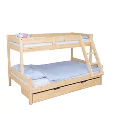 Bunk Bed Sandra, Transilvan, Solid Wood, 3 People, 80/120x200 cm, Lacquered