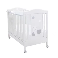 Baby Bed, BabyDreams, Balu, Drawer, Solid Wood, Italian Design, 133x71x106 cm, White-Grey