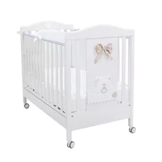 Baby Bed, BabyDreams, Ciuccione, Drawer, Solid Wood, Italian Design, 133x71x106 cm, White-Beige