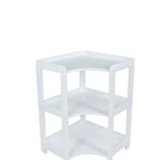 Shelf Elisse, Transilvan, 3 Levels, Inside Corner Shelf, Solid Wood, 60x60x88 cm, White