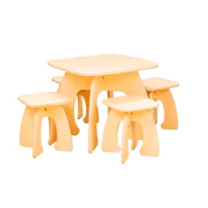 Kids' Table & 4 Chairs Set, Honey, Transilvan, Solid Wood, 60x60x50 cm, Lacquered