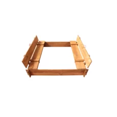 Kids' Sandbox Sunny, Transilvan, Transforms into Bench, Cover, Solid Wood, 120x120 cm, Lacquered