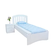 Single Bed Rio, Transilvan, Solid Wood, 90x200 cm, White