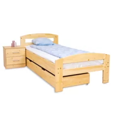 Single Bed Simona, Transilvan, Solid Wood, 90x200 cm, Lacquered