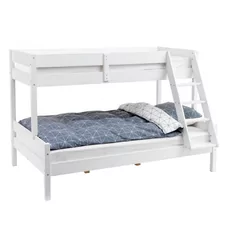 Bunk Bed Alexandra, Transilvan, Solid Wood, Height 155 cm, 3 People, 90/140x200 cm, White