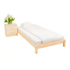 Single Bed Leo, Transilvan, Solid Wood, 90x200 cm, Natural Wood