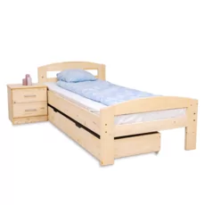 Single Bed Simona, Transilvan, Solid Wood, 90x200 cm, Natural Wood